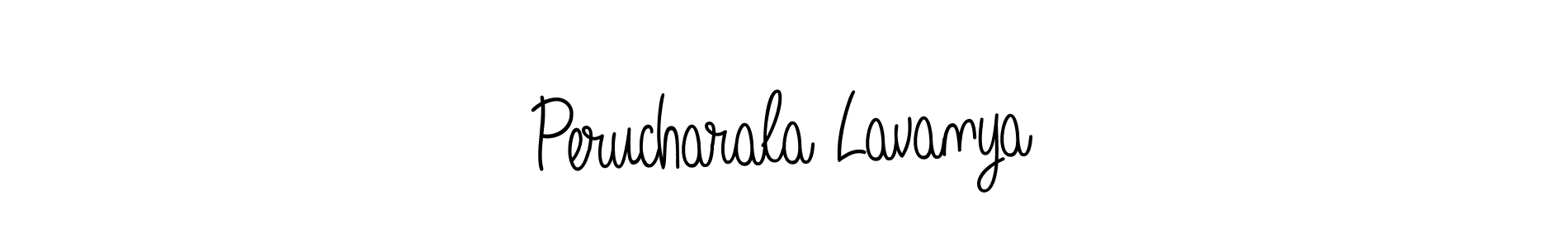 You should practise on your own different ways (Angelique-Rose-font-FFP) to write your name (Perucharala Lavanya) in signature. don't let someone else do it for you. Perucharala Lavanya signature style 5 images and pictures png