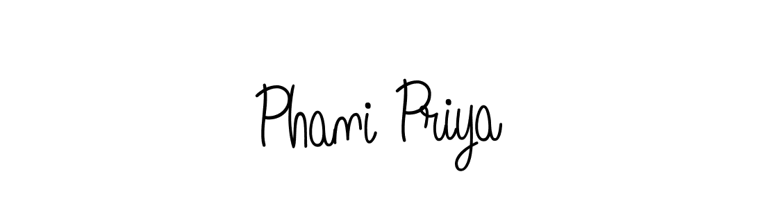 Use a signature maker to create a handwritten signature online. With this signature software, you can design (Angelique-Rose-font-FFP) your own signature for name Phani Priya. Phani Priya signature style 5 images and pictures png