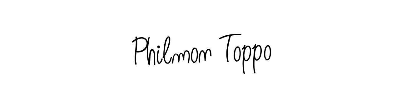 How to make Philmon Toppo name signature. Use Angelique-Rose-font-FFP style for creating short signs online. This is the latest handwritten sign. Philmon Toppo signature style 5 images and pictures png