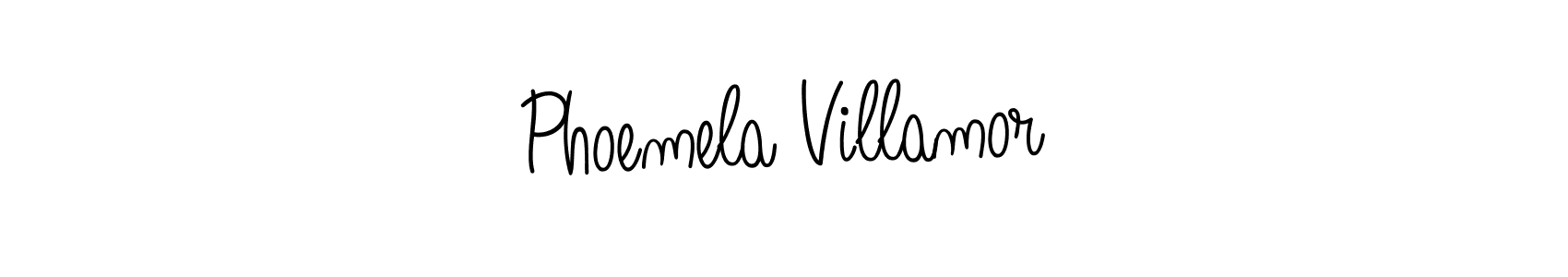 How to make Phoemela Villamor name signature. Use Angelique-Rose-font-FFP style for creating short signs online. This is the latest handwritten sign. Phoemela Villamor signature style 5 images and pictures png