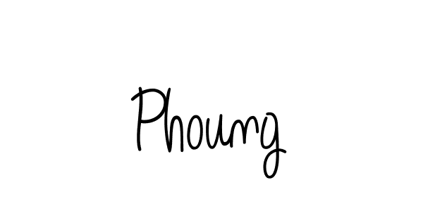 Design your own signature with our free online signature maker. With this signature software, you can create a handwritten (Angelique-Rose-font-FFP) signature for name Phoung. Phoung signature style 5 images and pictures png