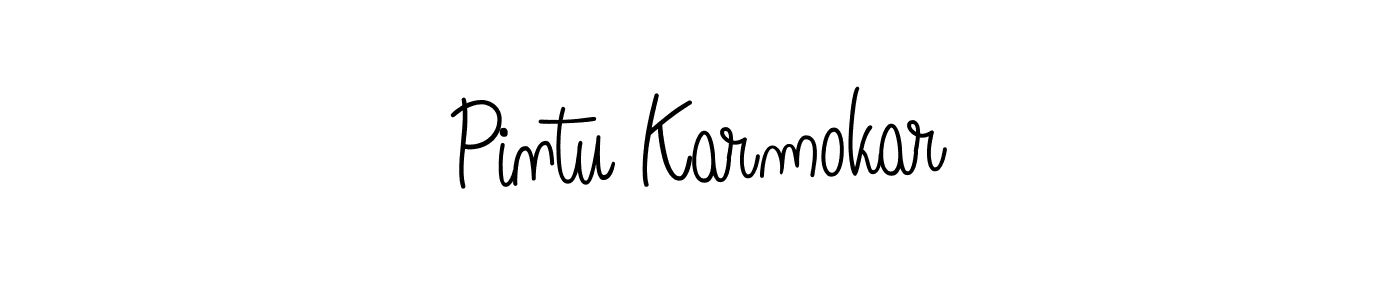 The best way (Angelique-Rose-font-FFP) to make a short signature is to pick only two or three words in your name. The name Pintu Karmokar include a total of six letters. For converting this name. Pintu Karmokar signature style 5 images and pictures png