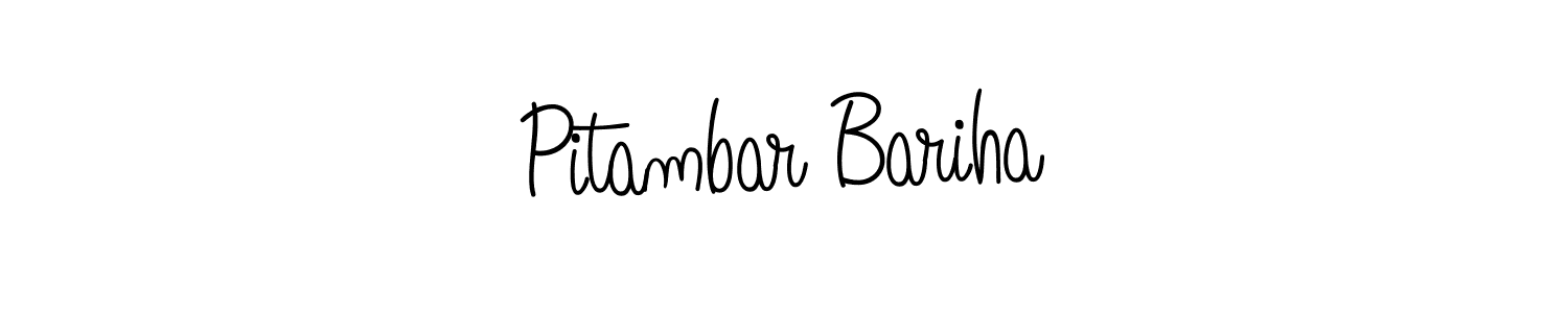 The best way (Angelique-Rose-font-FFP) to make a short signature is to pick only two or three words in your name. The name Pitambar Bariha include a total of six letters. For converting this name. Pitambar Bariha signature style 5 images and pictures png
