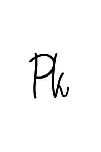 Use a signature maker to create a handwritten signature online. With this signature software, you can design (Angelique-Rose-font-FFP) your own signature for name Pk. Pk signature style 5 images and pictures png