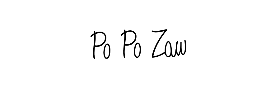 How to make Po Po Zaw name signature. Use Angelique-Rose-font-FFP style for creating short signs online. This is the latest handwritten sign. Po Po Zaw signature style 5 images and pictures png