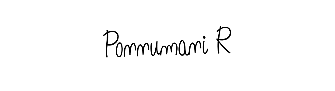 Use a signature maker to create a handwritten signature online. With this signature software, you can design (Angelique-Rose-font-FFP) your own signature for name Ponnumani R. Ponnumani R signature style 5 images and pictures png