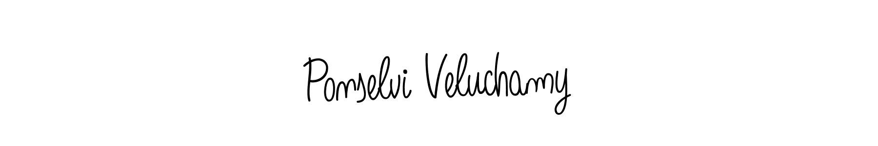 You should practise on your own different ways (Angelique-Rose-font-FFP) to write your name (Ponselvi Veluchamy) in signature. don't let someone else do it for you. Ponselvi Veluchamy signature style 5 images and pictures png