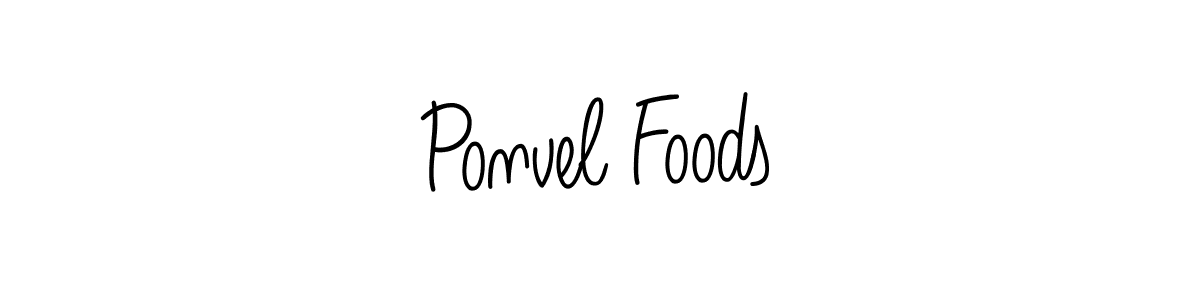 You should practise on your own different ways (Angelique-Rose-font-FFP) to write your name (Ponvel Foods) in signature. don't let someone else do it for you. Ponvel Foods signature style 5 images and pictures png