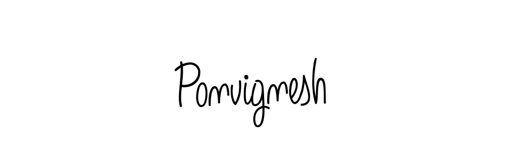 How to make Ponvignesh name signature. Use Angelique-Rose-font-FFP style for creating short signs online. This is the latest handwritten sign. Ponvignesh signature style 5 images and pictures png