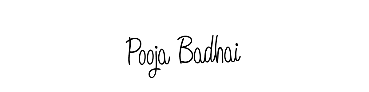 The best way (Angelique-Rose-font-FFP) to make a short signature is to pick only two or three words in your name. The name Pooja Badhai include a total of six letters. For converting this name. Pooja Badhai signature style 5 images and pictures png