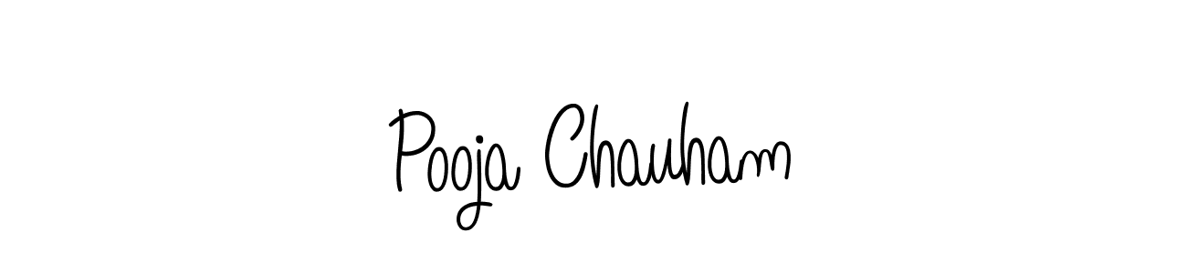 Make a beautiful signature design for name Pooja Chauham. With this signature (Angelique-Rose-font-FFP) style, you can create a handwritten signature for free. Pooja Chauham signature style 5 images and pictures png