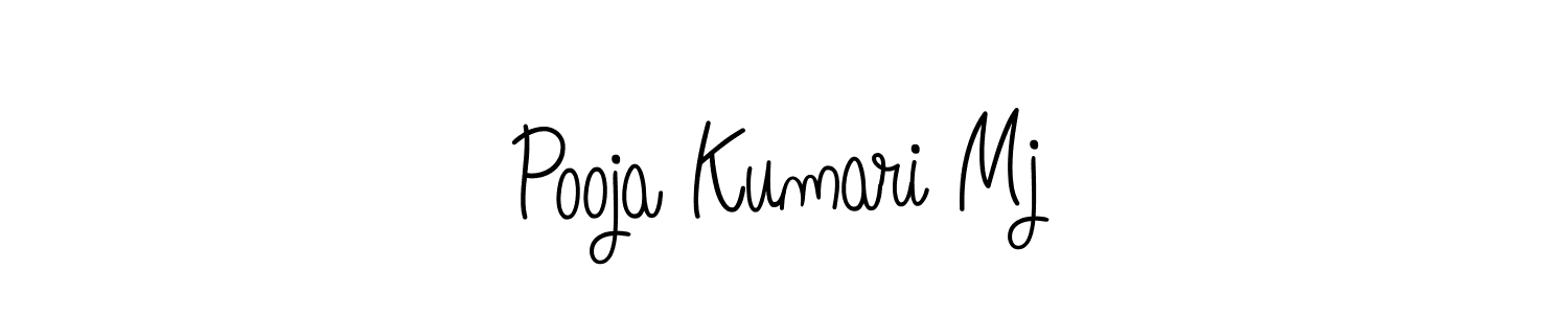 The best way (Angelique-Rose-font-FFP) to make a short signature is to pick only two or three words in your name. The name Pooja Kumari Mj include a total of six letters. For converting this name. Pooja Kumari Mj signature style 5 images and pictures png