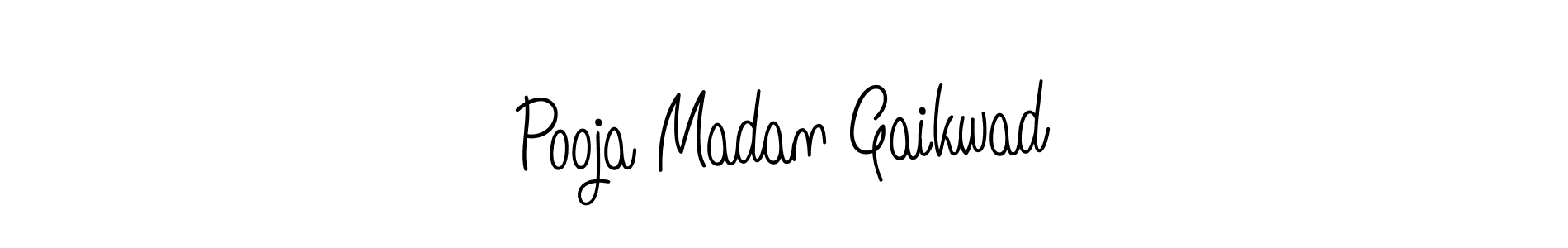 The best way (Angelique-Rose-font-FFP) to make a short signature is to pick only two or three words in your name. The name Pooja Madan Gaikwad include a total of six letters. For converting this name. Pooja Madan Gaikwad signature style 5 images and pictures png
