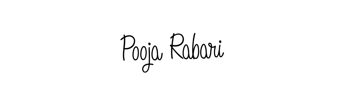 Make a beautiful signature design for name Pooja Rabari. With this signature (Angelique-Rose-font-FFP) style, you can create a handwritten signature for free. Pooja Rabari signature style 5 images and pictures png