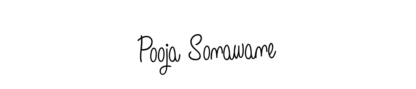 You should practise on your own different ways (Angelique-Rose-font-FFP) to write your name (Pooja Sonawane) in signature. don't let someone else do it for you. Pooja Sonawane signature style 5 images and pictures png