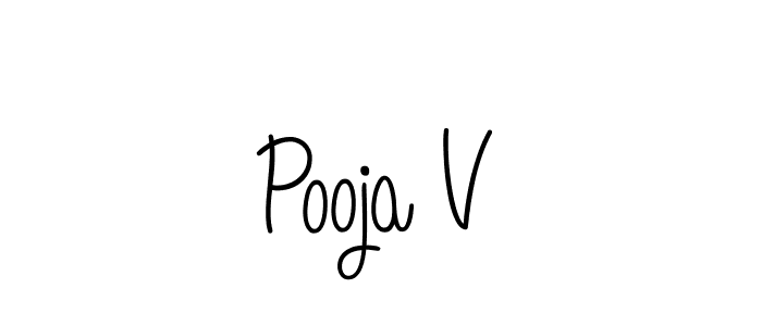 The best way (Angelique-Rose-font-FFP) to make a short signature is to pick only two or three words in your name. The name Pooja V include a total of six letters. For converting this name. Pooja V signature style 5 images and pictures png