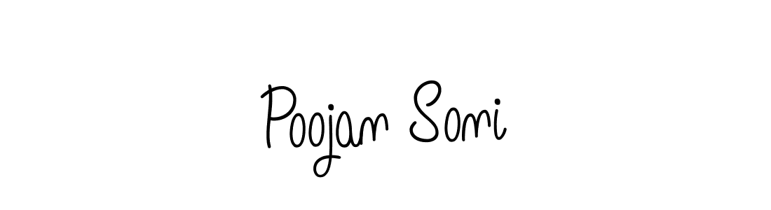 You should practise on your own different ways (Angelique-Rose-font-FFP) to write your name (Poojan Soni) in signature. don't let someone else do it for you. Poojan Soni signature style 5 images and pictures png