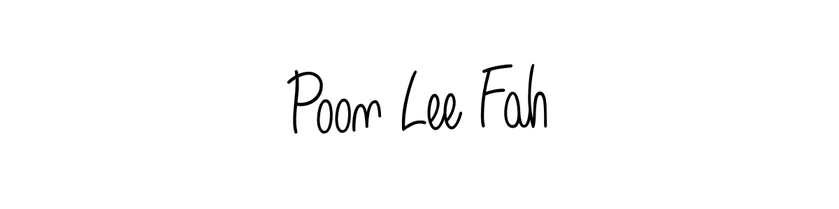 The best way (Angelique-Rose-font-FFP) to make a short signature is to pick only two or three words in your name. The name Poon Lee Fah include a total of six letters. For converting this name. Poon Lee Fah signature style 5 images and pictures png