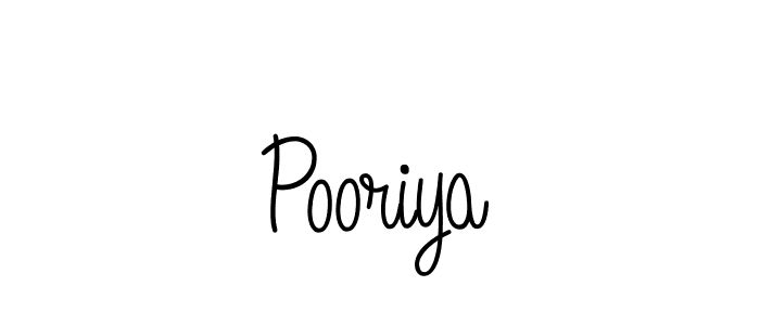 Use a signature maker to create a handwritten signature online. With this signature software, you can design (Angelique-Rose-font-FFP) your own signature for name Pooriya. Pooriya signature style 5 images and pictures png