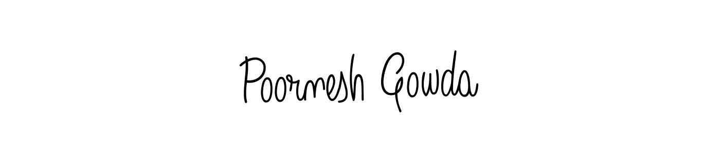 Create a beautiful signature design for name Poornesh Gowda. With this signature (Angelique-Rose-font-FFP) fonts, you can make a handwritten signature for free. Poornesh Gowda signature style 5 images and pictures png