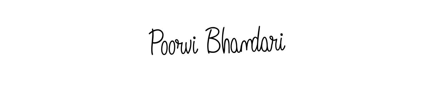 The best way (Angelique-Rose-font-FFP) to make a short signature is to pick only two or three words in your name. The name Poorvi Bhandari include a total of six letters. For converting this name. Poorvi Bhandari signature style 5 images and pictures png