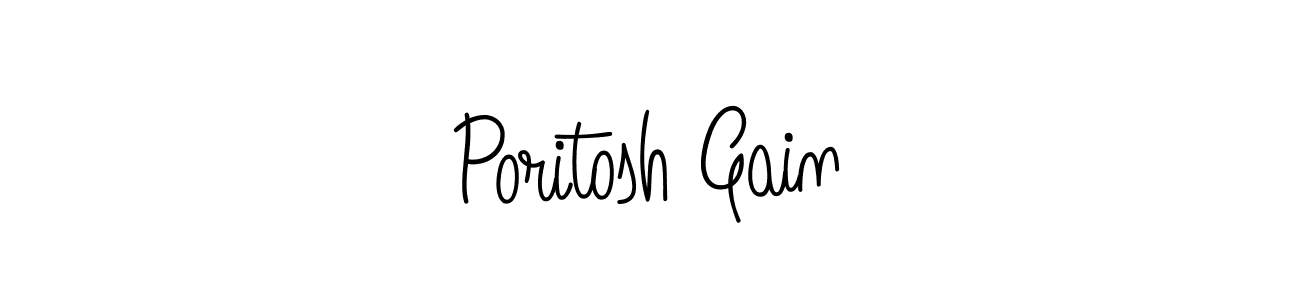 You should practise on your own different ways (Angelique-Rose-font-FFP) to write your name (Poritosh Gain) in signature. don't let someone else do it for you. Poritosh Gain signature style 5 images and pictures png