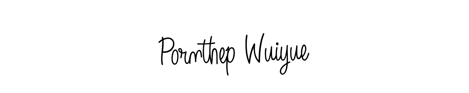 Use a signature maker to create a handwritten signature online. With this signature software, you can design (Angelique-Rose-font-FFP) your own signature for name Pornthep Wuiyue. Pornthep Wuiyue signature style 5 images and pictures png