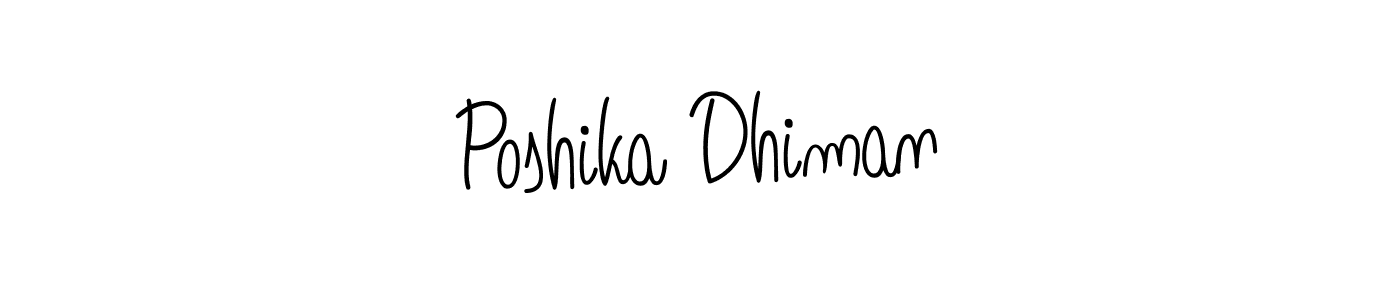 The best way (Angelique-Rose-font-FFP) to make a short signature is to pick only two or three words in your name. The name Poshika Dhiman include a total of six letters. For converting this name. Poshika Dhiman signature style 5 images and pictures png