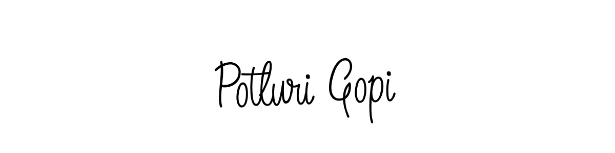 Potluri Gopi stylish signature style. Best Handwritten Sign (Angelique-Rose-font-FFP) for my name. Handwritten Signature Collection Ideas for my name Potluri Gopi. Potluri Gopi signature style 5 images and pictures png