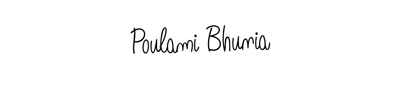 Design your own signature with our free online signature maker. With this signature software, you can create a handwritten (Angelique-Rose-font-FFP) signature for name Poulami Bhunia. Poulami Bhunia signature style 5 images and pictures png