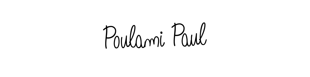 Use a signature maker to create a handwritten signature online. With this signature software, you can design (Angelique-Rose-font-FFP) your own signature for name Poulami Paul. Poulami Paul signature style 5 images and pictures png