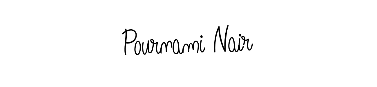 Angelique-Rose-font-FFP is a professional signature style that is perfect for those who want to add a touch of class to their signature. It is also a great choice for those who want to make their signature more unique. Get Pournami Nair name to fancy signature for free. Pournami Nair signature style 5 images and pictures png