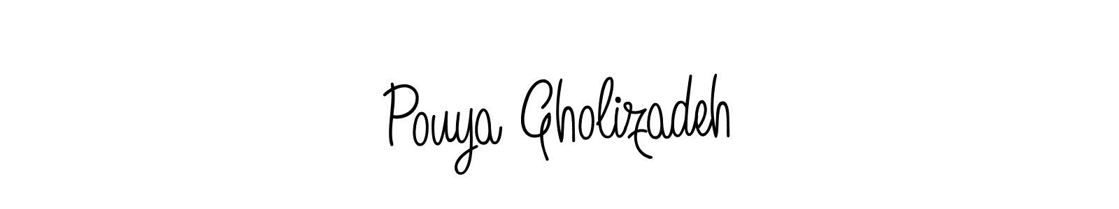 You should practise on your own different ways (Angelique-Rose-font-FFP) to write your name (Pouya Gholizadeh) in signature. don't let someone else do it for you. Pouya Gholizadeh signature style 5 images and pictures png
