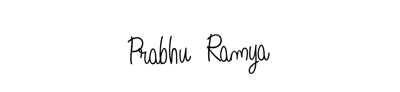 The best way (Angelique-Rose-font-FFP) to make a short signature is to pick only two or three words in your name. The name Prabhu  Ramya include a total of six letters. For converting this name. Prabhu  Ramya signature style 5 images and pictures png
