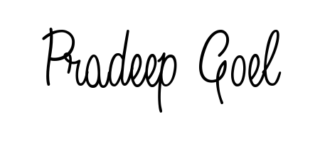 The Angelique-Rose-font-FFP font transforms the name Pradeep Goel into an executive sign with sharp precision and distinguished character. Pradeep Goel signature style 5 images and pictures png