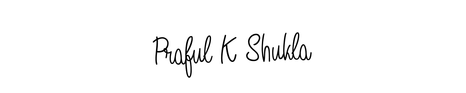 You should practise on your own different ways (Angelique-Rose-font-FFP) to write your name (Praful K Shukla) in signature. don't let someone else do it for you. Praful K Shukla signature style 5 images and pictures png