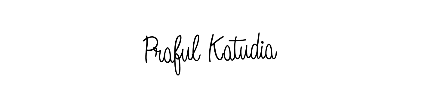 You should practise on your own different ways (Angelique-Rose-font-FFP) to write your name (Praful Katudia) in signature. don't let someone else do it for you. Praful Katudia signature style 5 images and pictures png