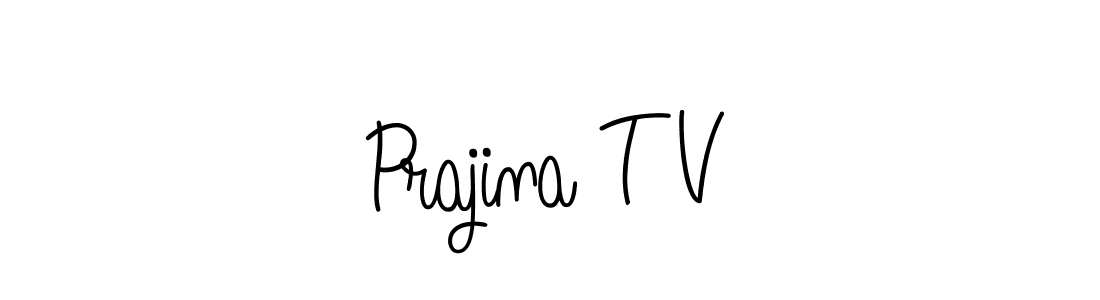How to make Prajina T V name signature. Use Angelique-Rose-font-FFP style for creating short signs online. This is the latest handwritten sign. Prajina T V signature style 5 images and pictures png