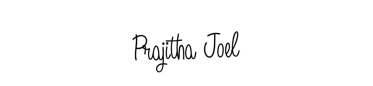 How to make Prajitha Joel name signature. Use Angelique-Rose-font-FFP style for creating short signs online. This is the latest handwritten sign. Prajitha Joel signature style 5 images and pictures png