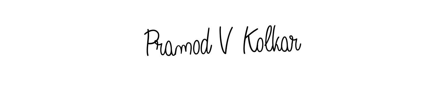 Create a beautiful signature design for name Pramod V Kolkar. With this signature (Angelique-Rose-font-FFP) fonts, you can make a handwritten signature for free. Pramod V Kolkar signature style 5 images and pictures png
