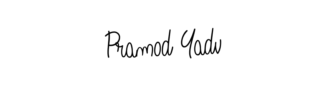 The best way (Angelique-Rose-font-FFP) to make a short signature is to pick only two or three words in your name. The name Pramod Yadv include a total of six letters. For converting this name. Pramod Yadv signature style 5 images and pictures png