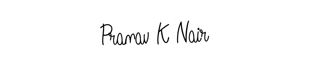 You should practise on your own different ways (Angelique-Rose-font-FFP) to write your name (Pranav K Nair) in signature. don't let someone else do it for you. Pranav K Nair signature style 5 images and pictures png
