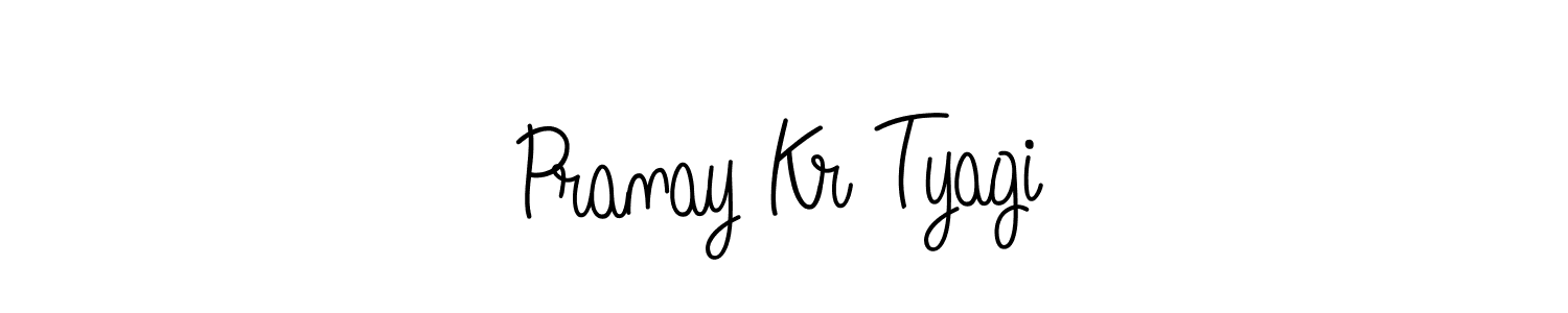 You should practise on your own different ways (Angelique-Rose-font-FFP) to write your name (Pranay Kr Tyagi) in signature. don't let someone else do it for you. Pranay Kr Tyagi signature style 5 images and pictures png