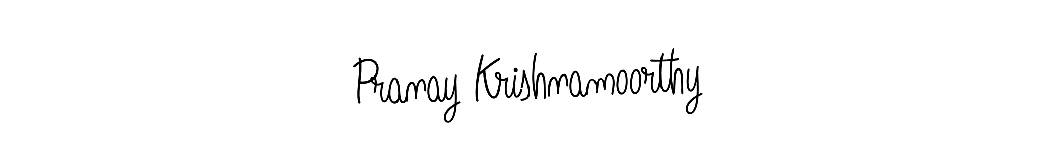 You should practise on your own different ways (Angelique-Rose-font-FFP) to write your name (Pranay Krishnamoorthy) in signature. don't let someone else do it for you. Pranay Krishnamoorthy signature style 5 images and pictures png