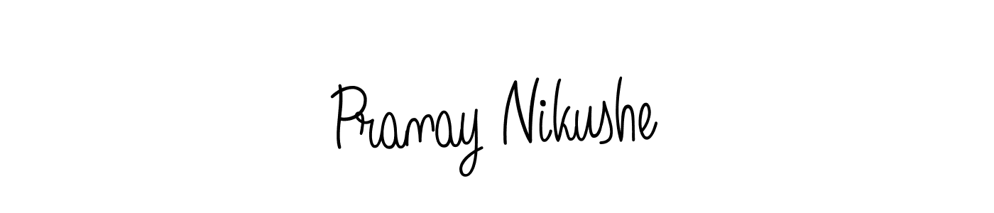Use a signature maker to create a handwritten signature online. With this signature software, you can design (Angelique-Rose-font-FFP) your own signature for name Pranay Nikushe. Pranay Nikushe signature style 5 images and pictures png