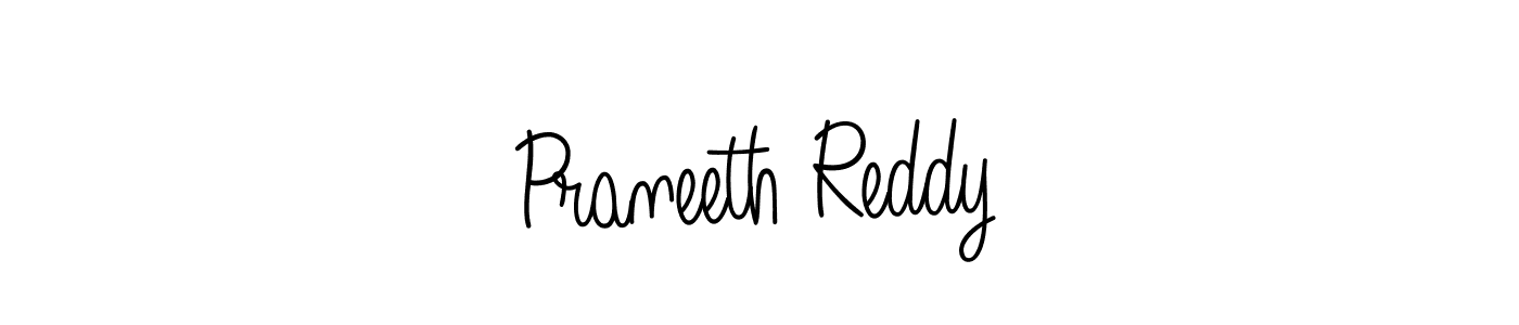 Use a signature maker to create a handwritten signature online. With this signature software, you can design (Angelique-Rose-font-FFP) your own signature for name Praneeth Reddy. Praneeth Reddy signature style 5 images and pictures png