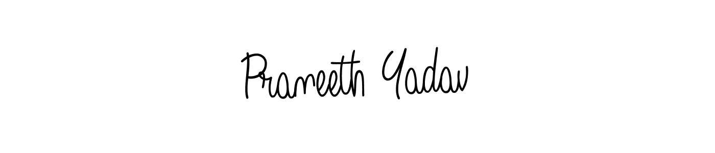 The best way (Angelique-Rose-font-FFP) to make a short signature is to pick only two or three words in your name. The name Praneeth Yadav include a total of six letters. For converting this name. Praneeth Yadav signature style 5 images and pictures png