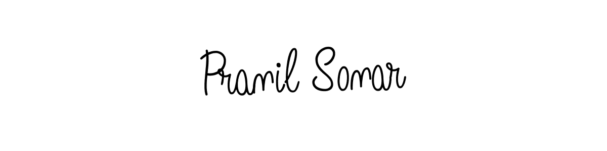 The best way (Angelique-Rose-font-FFP) to make a short signature is to pick only two or three words in your name. The name Pranil Sonar include a total of six letters. For converting this name. Pranil Sonar signature style 5 images and pictures png
