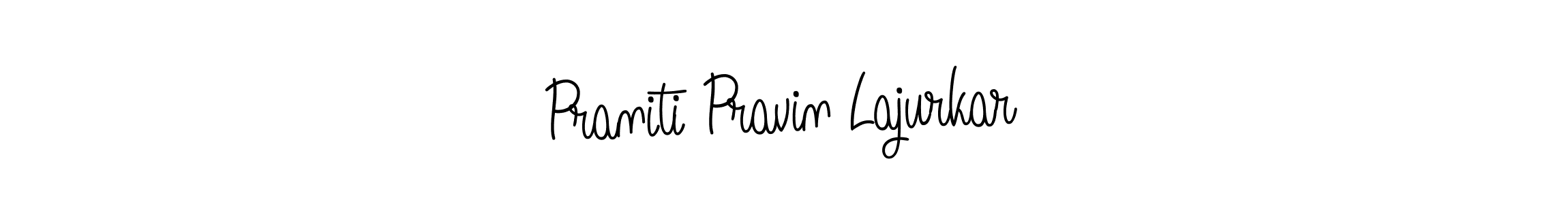 Create a beautiful signature design for name Praniti Pravin Lajurkar. With this signature (Angelique-Rose-font-FFP) fonts, you can make a handwritten signature for free. Praniti Pravin Lajurkar signature style 5 images and pictures png