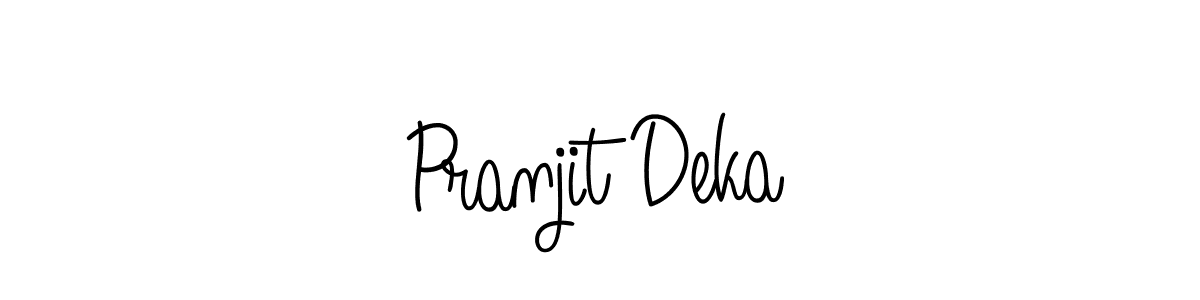 The best way (Angelique-Rose-font-FFP) to make a short signature is to pick only two or three words in your name. The name Pranjit Deka include a total of six letters. For converting this name. Pranjit Deka signature style 5 images and pictures png